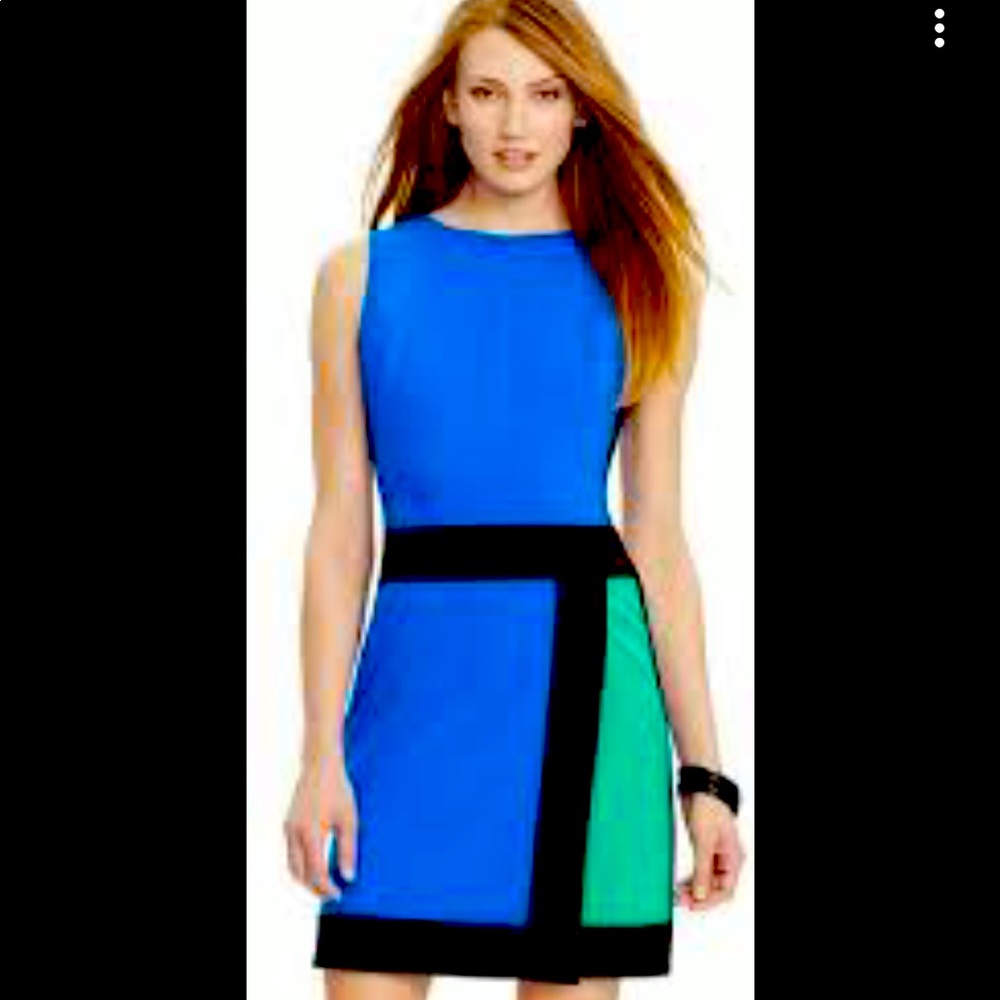 Ralph Lauren Colorblock Blue Green Dress Interview Pageant Classy Business